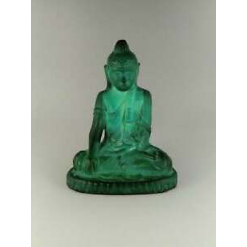 Art Deco Malachite Jade Glass Statue Buddha Sculpture Figurine Bohemian 1930s