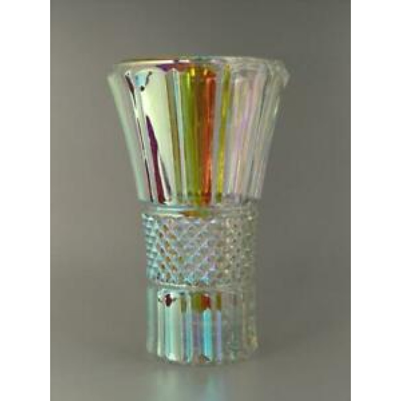 Czech Bohemian Sklo Union Art Glass Iridescent Vase Hobnail 1960s