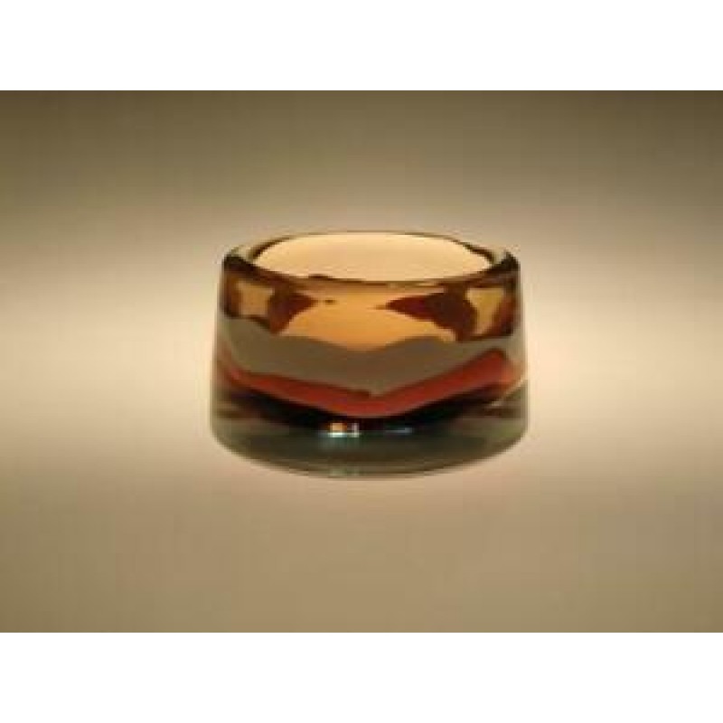 Mid Century Glass Bowl Designer Amber Orange White Svoboda Sommerso Skrdlovice