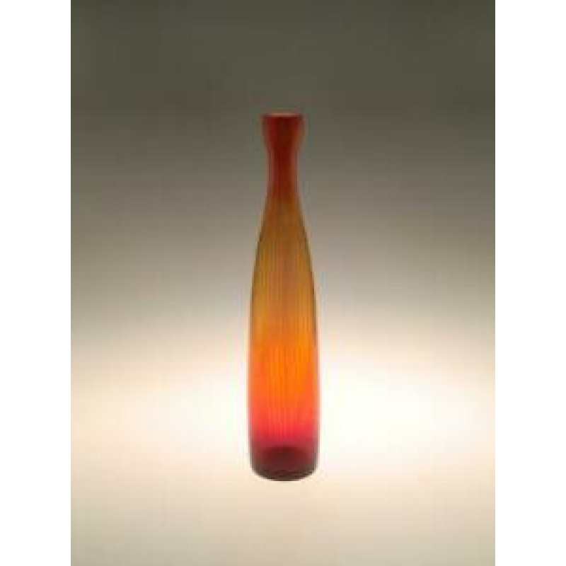 Mid Century Orange Red Vase by Jan Gabrhel for Chlum u Trebone Czech Art Glass