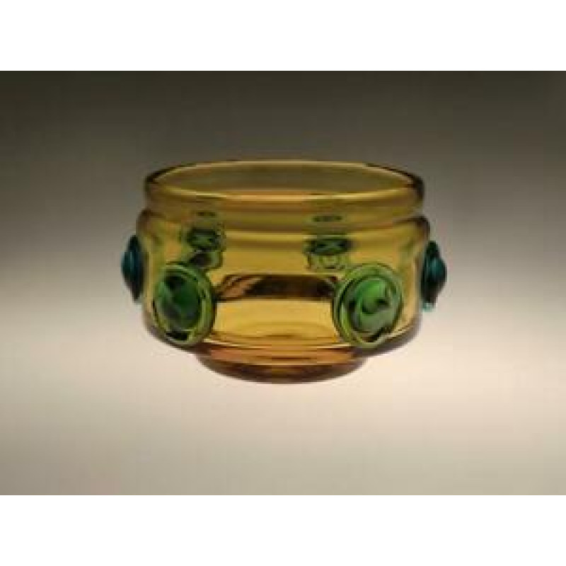 Space Age Art Glass Bowl by Josef Hospodka - Chribska Amber Blue - Bohemian 60s