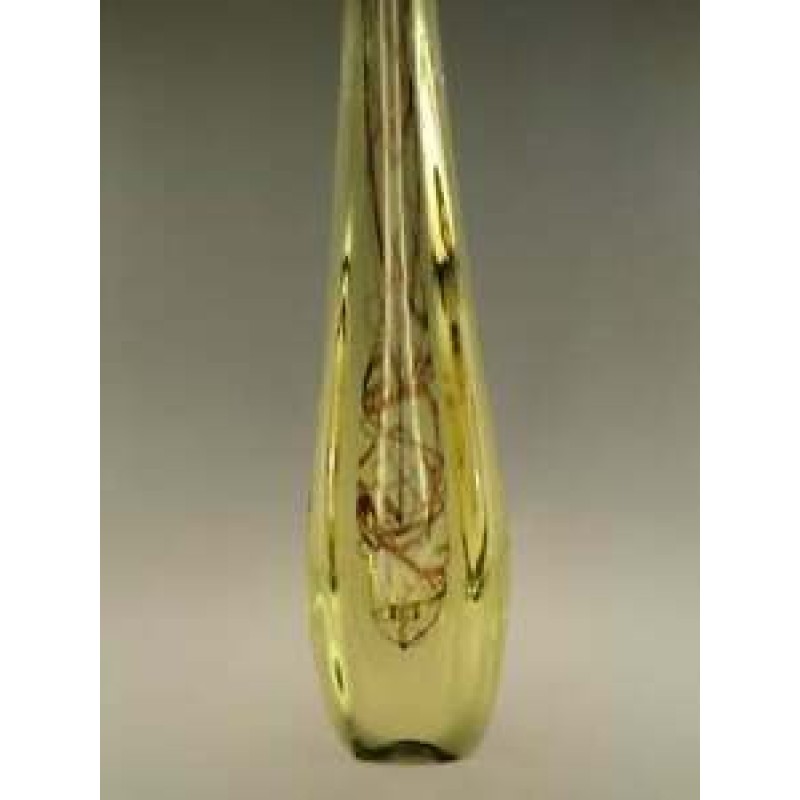 Vintage 1970s Art Glass Vase by Vaclav Hanus - Citrine Yellow - Czech Bohemian