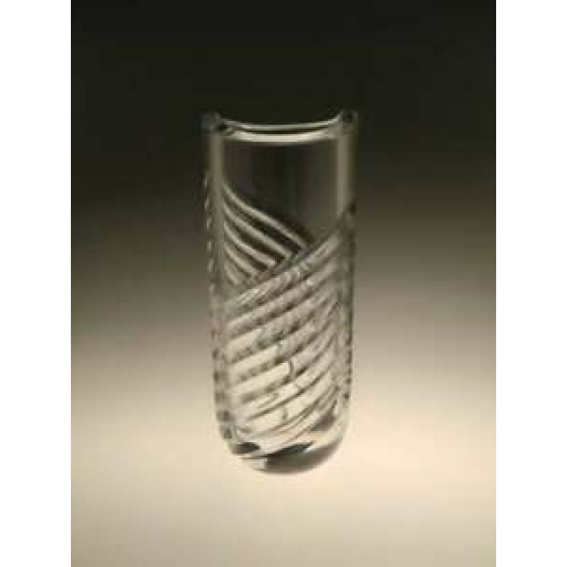 Vintage Clear Cut Glass Art Vase Josef Pravec Czech Bohemian 1980s 80s Retro MCM