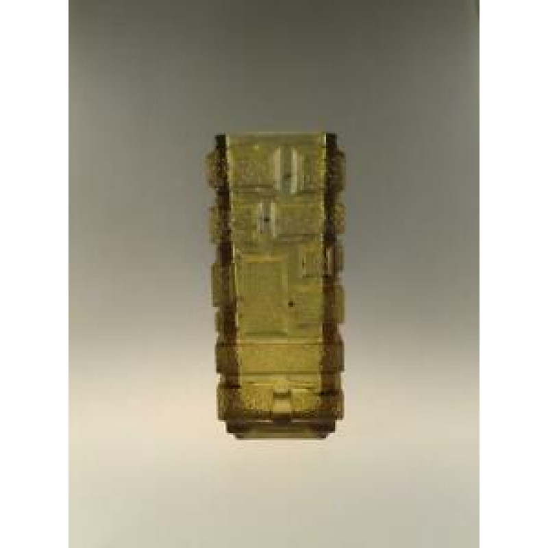 Vintage Czech Bohemian Art Glass Sculptural Rectangular Amber Vase Zejmon 60s