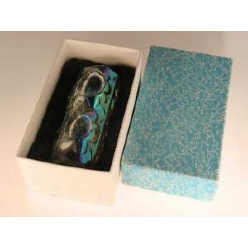 Vintage Glass Vase Space Age Iridescent Bohemian Czech Retro Original Box Peceny