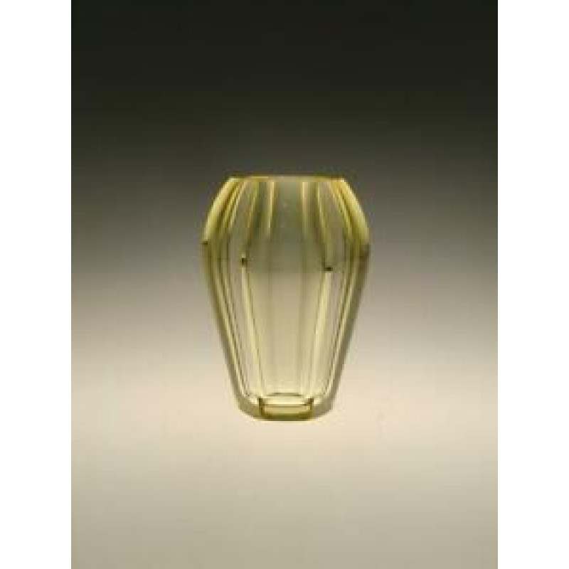 Vintage Moser Cut Glass Vase Yellow Faceted Bohemian Czech 1950s 50s Stylish
