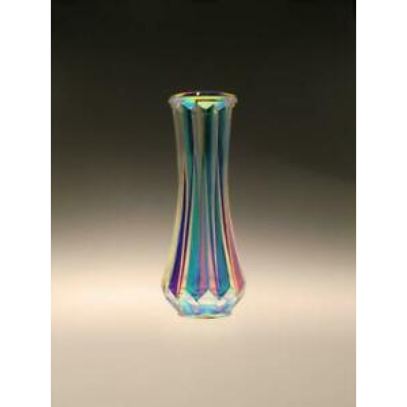 Vintage Retro Art Glass Iridescent Vase by Vaclav Hanus for Dolni Polubny 1960s