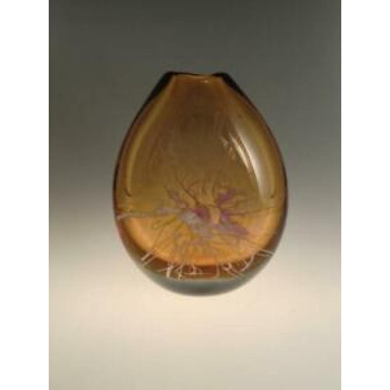 Vintage Retro Art Glass Vase Hora Skrdlovice Amber Designer Decorative Stylish