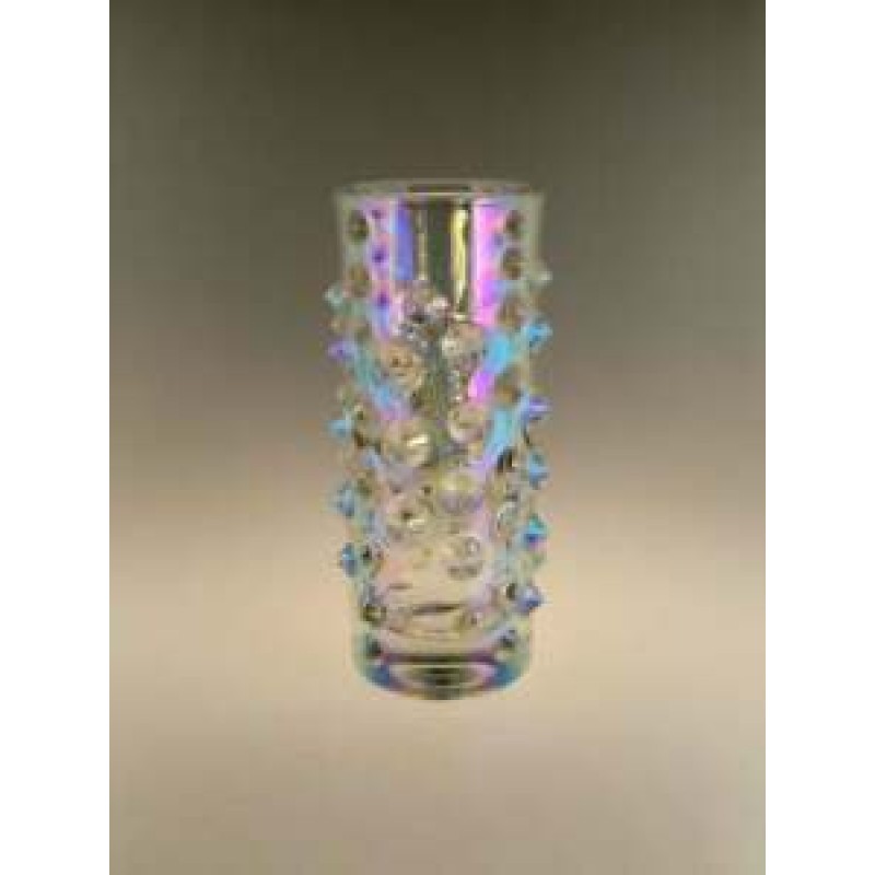 Vintage Retro Glass Vase Iridescent Panek Czech Bohemian 1970s Mid Century MCM