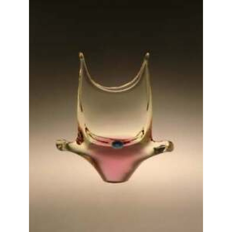 Vintage Retro Sommerso Art Glass Vase by Miloslav Klinger Pink Yellow Space Age